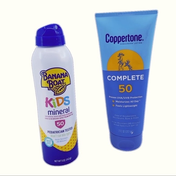 Banana Boat Kids Mineral Enriched‎ Sunscreen Spray & Coppertone Sunscreen Lotion - Picture 1 of 2